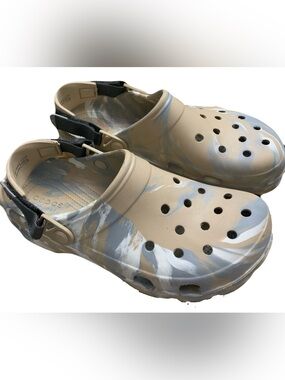CROCS ~ Classic All-Terrain Marbled Clogs in the Chai/Multi colorway